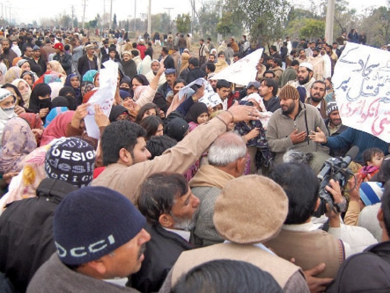 relatives of the deceased and other area locals placed the dead bodies on the road blocking the traffic for a good couple of hours photo muhammad javaid express