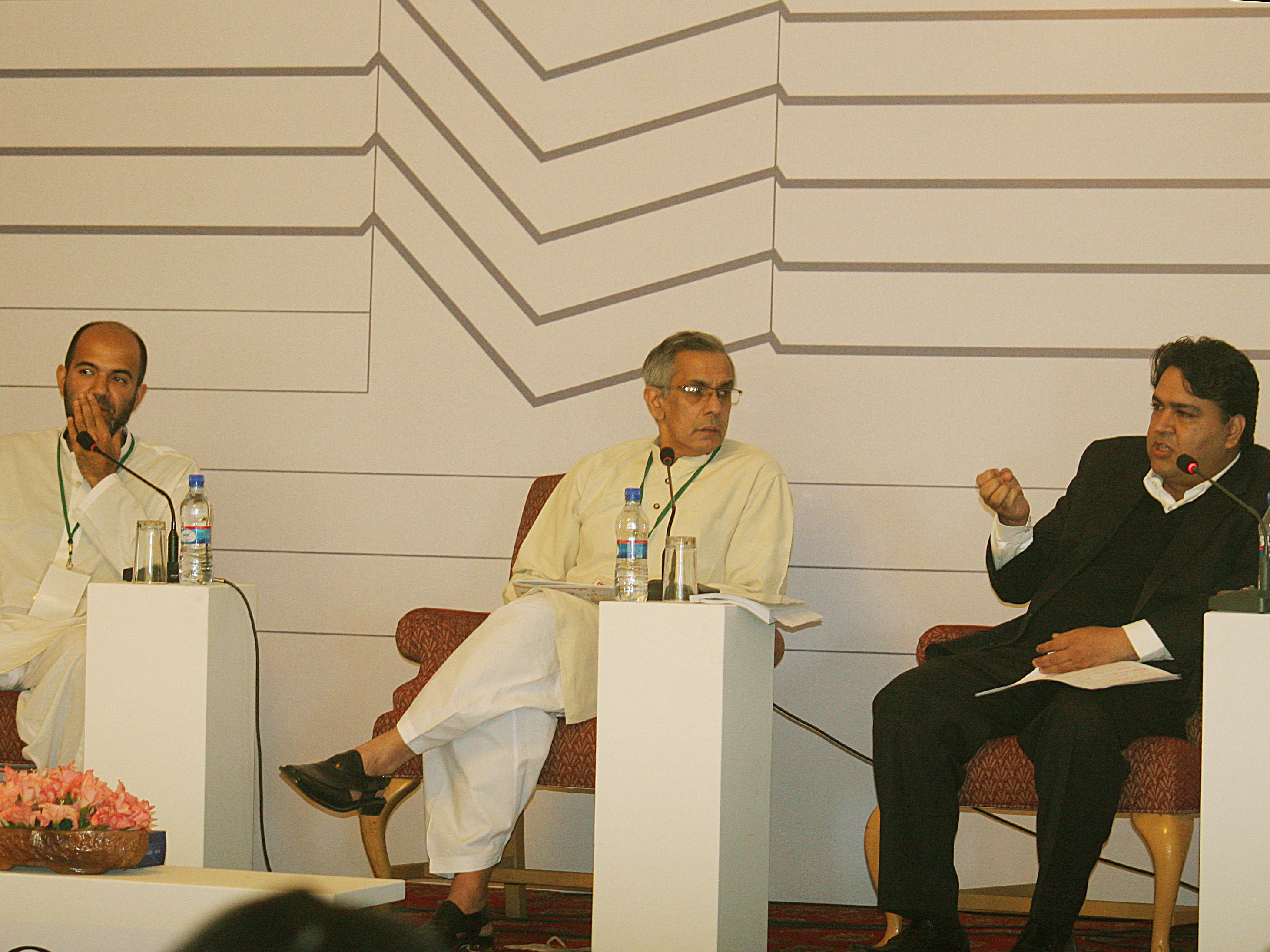 panelists discuss pakistan s new political economy during the karachi literature festival on saturday photo express