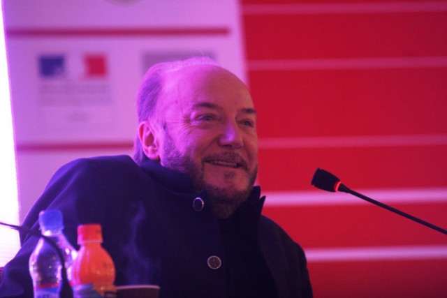 a photo showing british member of parliament george galloway during fourth karachi literature festival photo express a photo showing british member of parliament george galloway during fourth karachi literature festival photo express