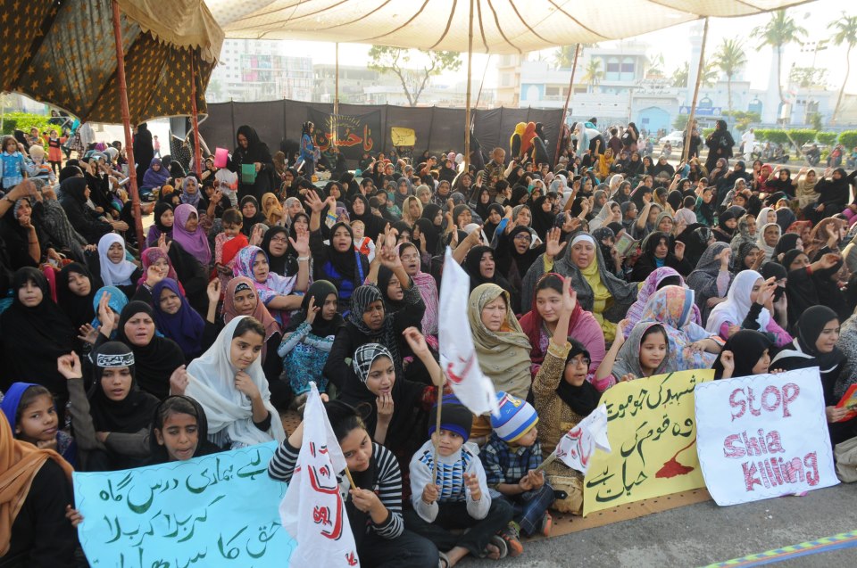 women and children protest against saturday 039 s bomb blast in quetta targeting shia hazaras photo express mohammad saqib