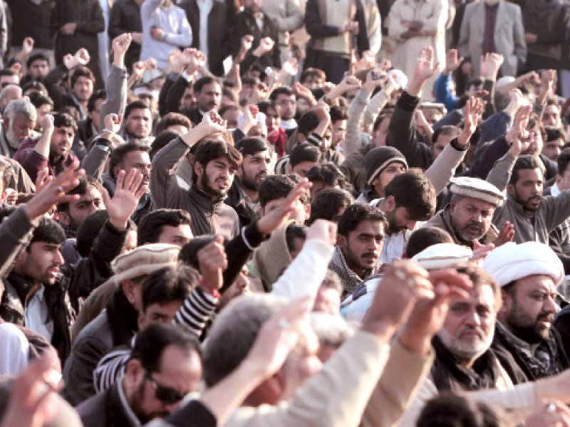 protesters chanting during the sit in photo muhammad javaid express