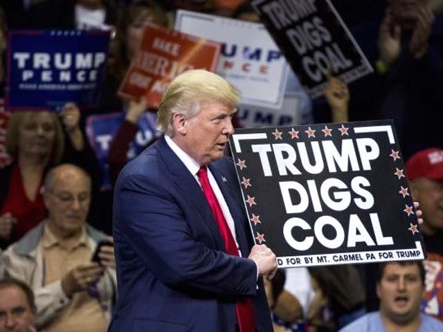 trump during a rally in october 2016   the us president faces a backlash against his commitment to leave the global climate change accord photo reuters