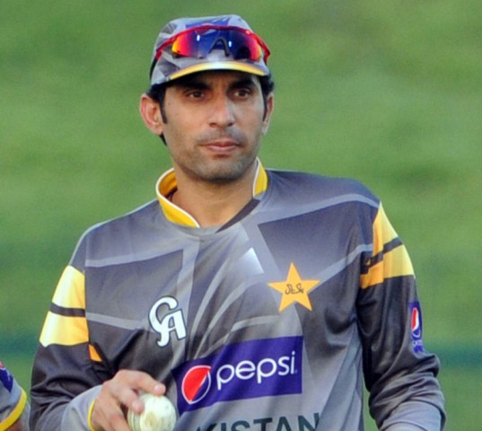a photo showing captain misbahul haq during net practise photo afp a photo showing captain misbahul haq during net practise photo afp