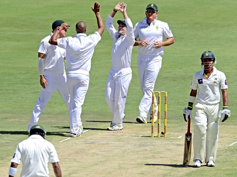 the day solely belonged to south africa s bowlers as they dismissed pakistan for 156 in the first innings of the third test forcing the tourists to follow on photo afp