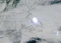 this satellite image handout from the cooperative institute for research in the atmosphere at colorado state university and the national oceanic and atmospheric administration csu cira and noaa taken on may 30 2026 at 18 06 utc shows a meteor exploding in the atmosphere over northeastern massachusetts and southeastern new hampshire photo afp