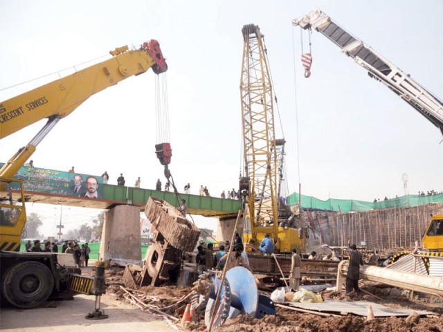 experts have been called from karachi and lahore to assist city officials at the site photo waseem imran express experts have been called from karachi and lahore to assist city officials at the site photo waseem imran express