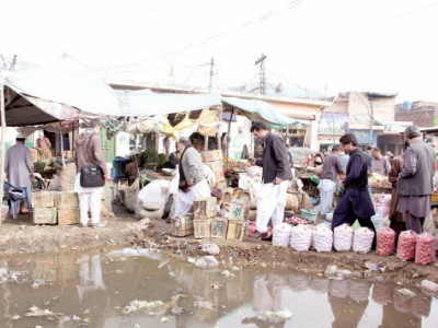 not an attraction in matta bazaar puddles of rainwater outnumber shops