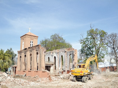 renovation sarhadi lutheran church starts picking up its pieces