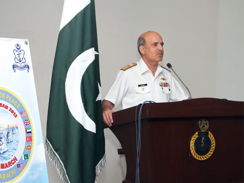 commander pakistan fleet rear admiral khan hasham bin siddique briefs media on multinational naval exercise aman photo app