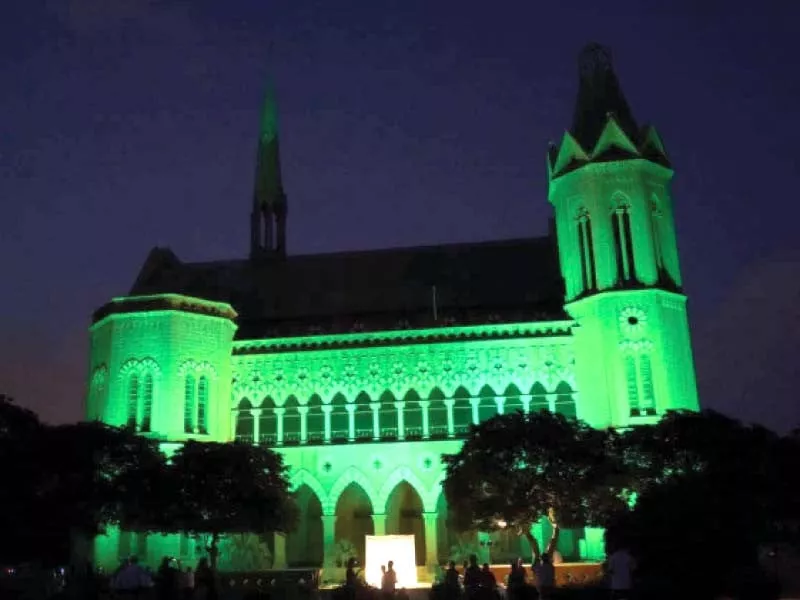 karachi s iconic monument frere hall turned into a beacon of emerald green light on saturday to celebrate world environment day the activity organised by the karachi municipal corporation in collaboration with ferozsons ltd to rally public opinion for the protection and revival of our ecosystems photo exprerss karachi s iconic monument frere hall turned into a beacon of emerald green light on saturday to celebrate world environment day the activity organised by the karachi municipal corporation in collaboration with ferozsons ltd to rally public opinion for the protection and revival of our ecosystems photo exprerss
