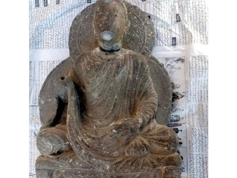 the buddha statue was recovered during a raid on a house in the sultanpur area of khanpur photo express