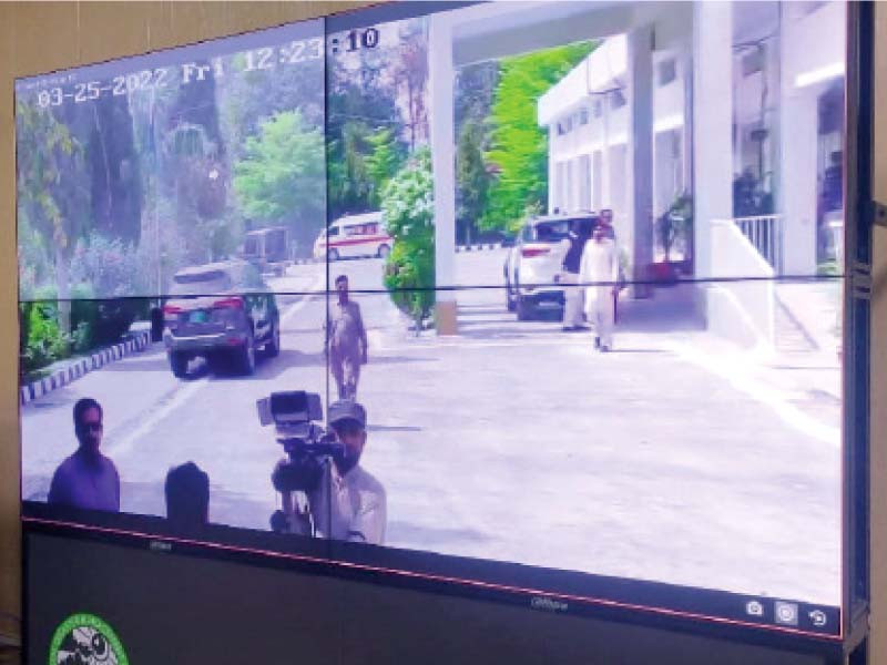 a control room monitor shows footage from a cctv camera mounted in bhakkar the equipment will help the monitoring cell to prevent untoward incidents photo express