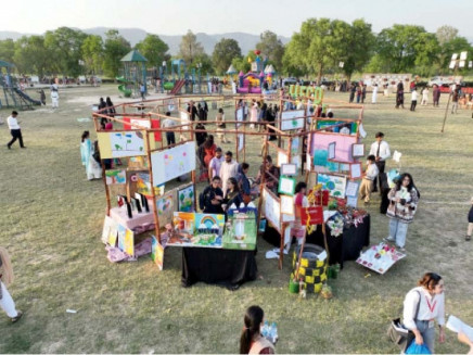 youngsters take part in various activities organised at the festival held at f 9 park in islamabad photo express
