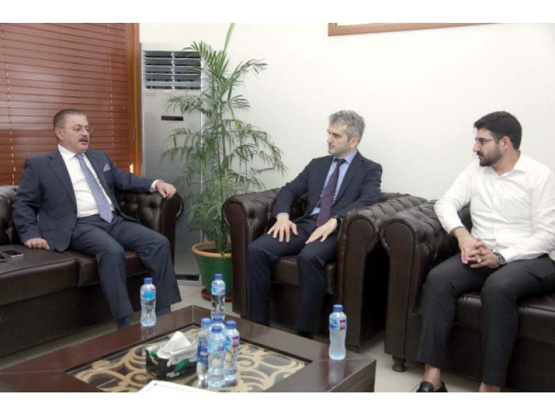 sindh mass transit minister sharjeel inam memon and the turkish albayrak group director discuss the introduction of electric public buses in karachi photo express