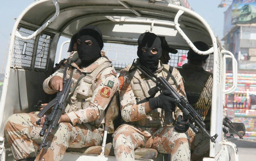 rangers in karachi carrying out an operation in the city on wednesday photo express