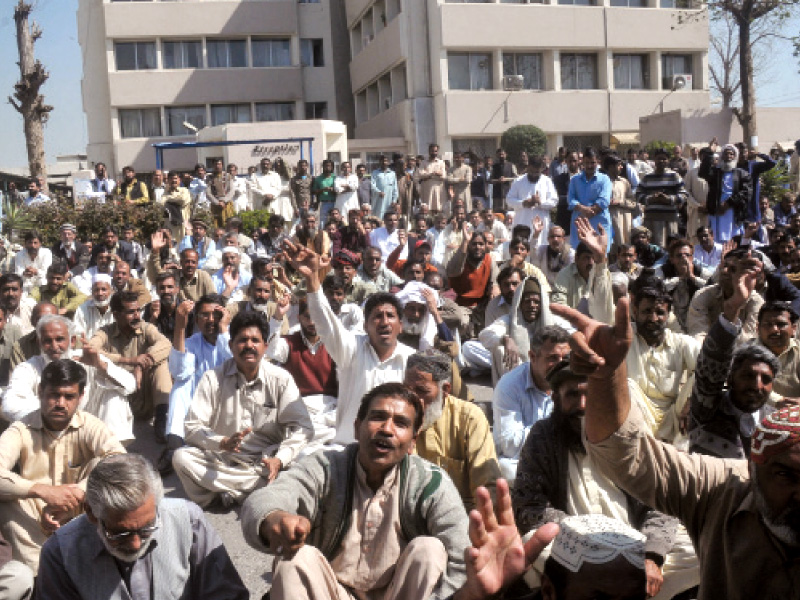 blaring speakers and scattered participants made the protesting crowd seem larger than it was photo zafar aslam express