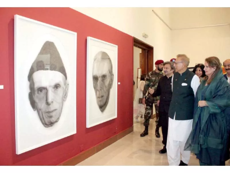 president dr arif alvi and begum samina alvi take keen interest in the portraits of quaid e azam muhammad ali jinnah at the exhibition photo express president dr arif alvi and begum samina alvi take keen interest in the portraits of quaid e azam muhammad ali jinnah at the exhibition photo express