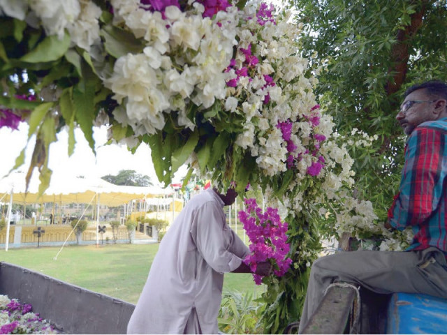 kmc workers give final touches to the entrance of the edigah at polo ground on sunday photo ppi kmc workers give final touches to the entrance of the edigah at polo ground on sunday photo ppi