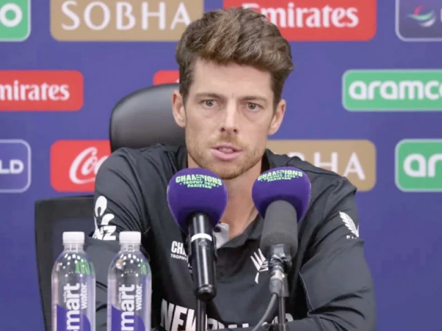 new zealand captain mitchell santner was addressing to the media following defeat in the icc champions trophy final in dubai photo afp new zealand captain mitchell santner was addressing to the media following defeat in the icc champions trophy final in dubai photo afp