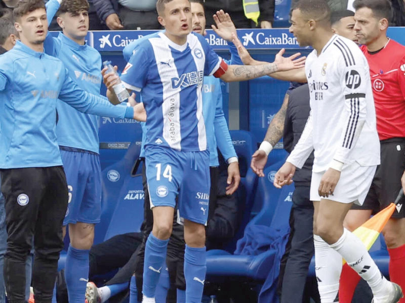 real madrid s french forward kylian mbappe r was sent off for an ugly lunge at antonio blanco photo afp real madrid s french forward kylian mbappe r was sent off for an ugly lunge at antonio blanco photo afp