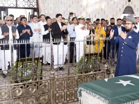 inside the marble halls of quaid s mausoleum cm shah governor hashmi and members of the sindh cabinet offer fateha and laid floral wreaths paying tribute to the father of the nation photo app