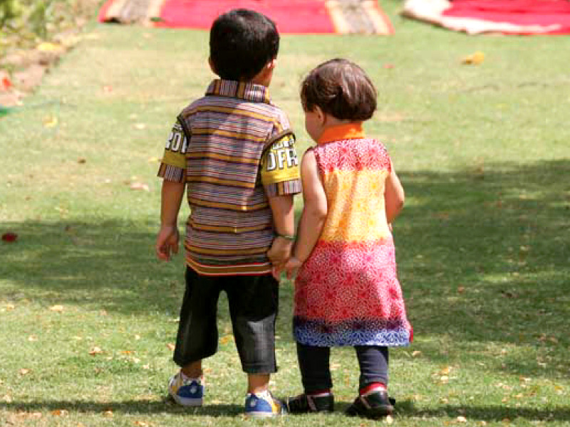 ali and neha the children of cancer survivors walk towards the entertainment area set up at the event photo athar khan express