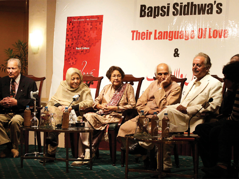 javid iqbal bano qudsia bapsi sidhwa intezar hussain and mustansar hussain tarrar at the launch of sidhwa s book photo shafiq malik express