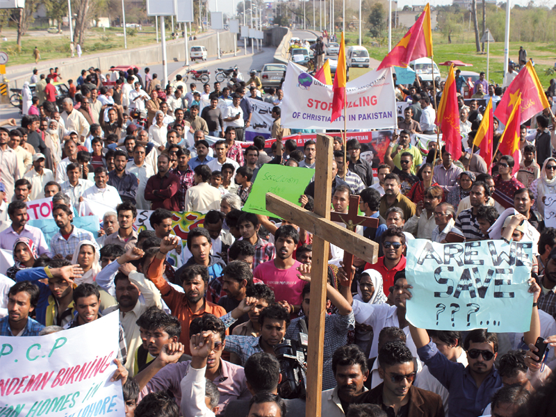 hundreds of people including christians and social activists assembled for the peaceful rally photo waqas naeem express