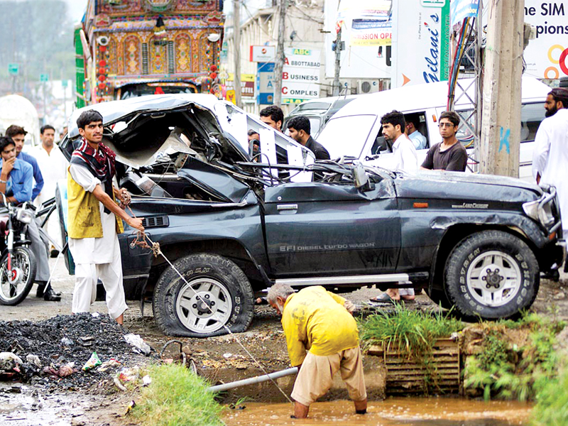 scene after an accident in islamabad photo file