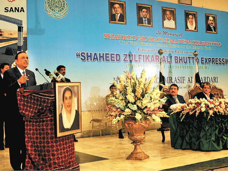 president asif zardari addressing a ceremony at the chief minister house in karachi photo sana