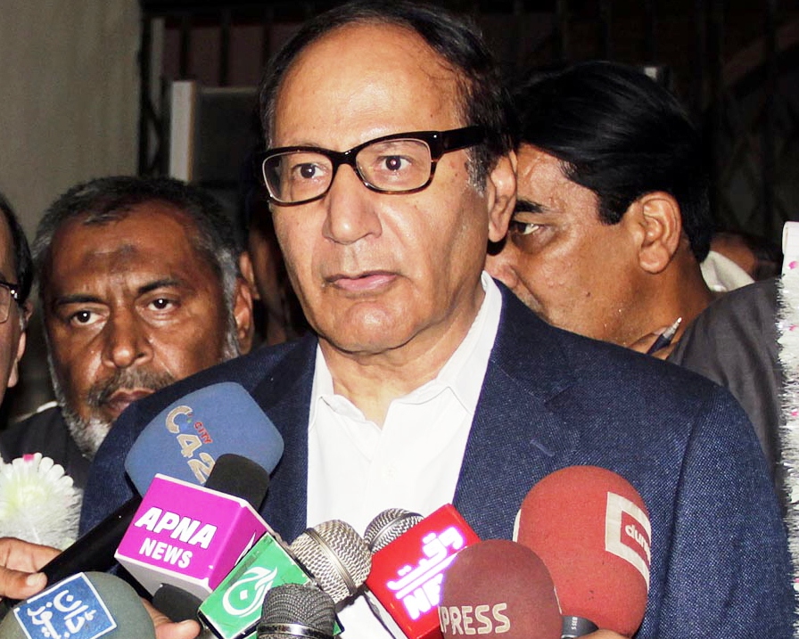 chaudhry shujaat hussain talks to media persons during the opening ceremony of asia kabbadi cup 2012 at punjab stadium photo online