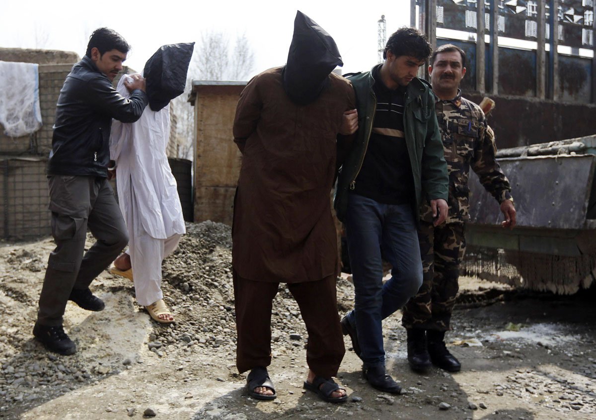 suspected insurgent taliban are presented to the media at the national directorate of security nds headquarter in kabul march 15 2013 photo reuters