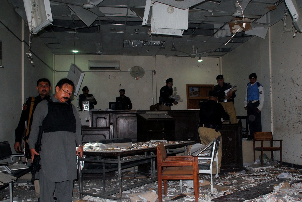 a suicide bomber first threw a grenade in the court room before blowing himself up photo muhammad iqbal express