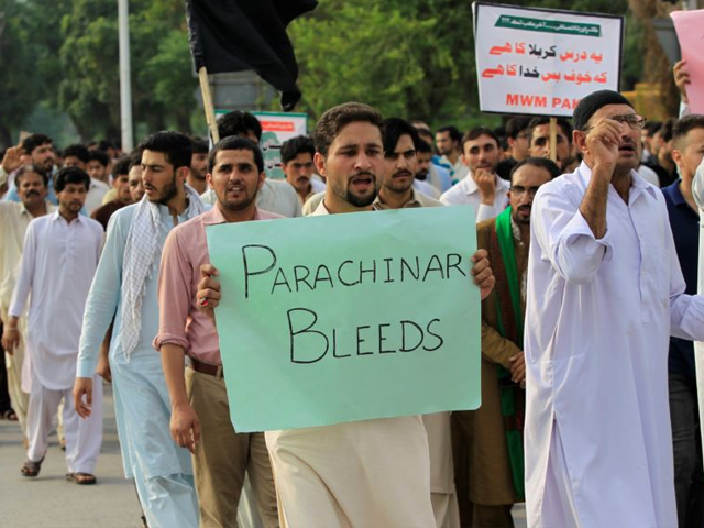 protesters demonstrate in islamabad against the lack of security provided to residents of parachinar on june 27 photo reuters