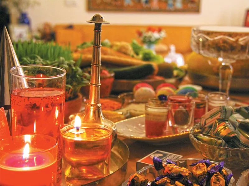 at the jamshedi navroz celebrations on wednesday the table at noshir and dinaz irani s house was filled with items starting with sh and s the lit up candles symbolised enlightenment while the painted eggs reflected fertility photo ayesha mir express at the jamshedi navroz celebrations on wednesday the table at noshir and dinaz irani s house was filled with items starting with sh and s the lit up candles symbolised enlightenment while the painted eggs reflected fertility photo ayesha mir express