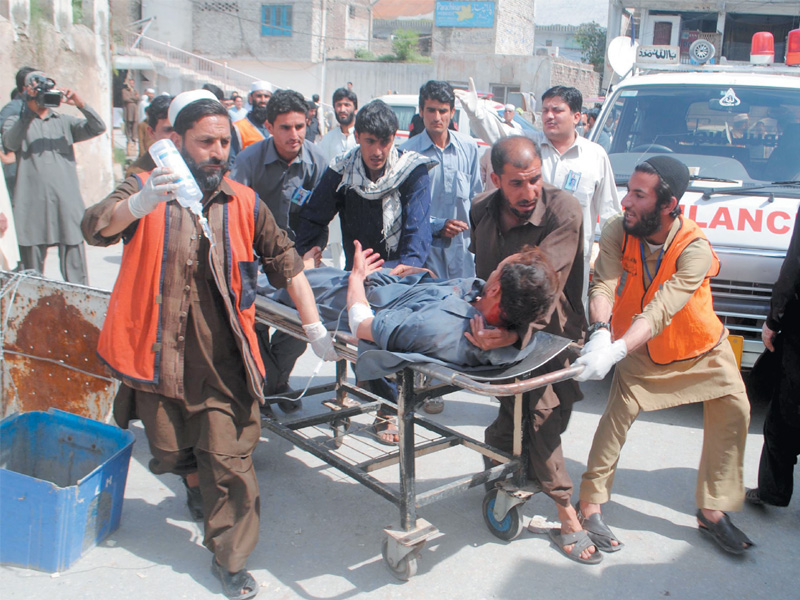 the injured were rushed to the lady reading hospital photo muhammad iqbal express