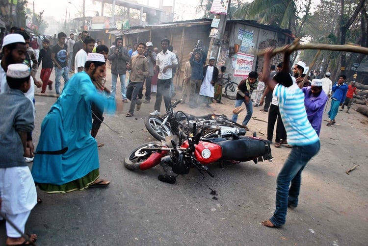 bangladeshi activists vandalise motor bikes in barisal some 142 kms south the capital dhaka photo afp file