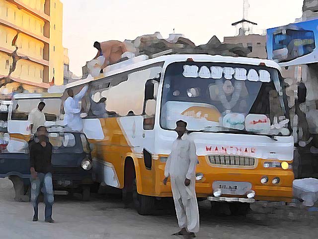 most of the terminals have been set up near the al asif square and have fast expanded from the link roads and streets to the main super highway photo express file