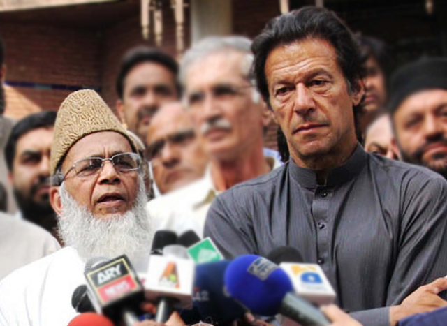 pti chief imran khan met with ji ameer syed munawar hasan in lahore on sunday photo sana