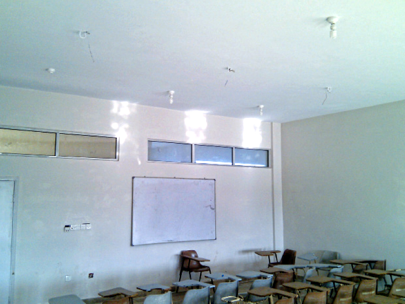 the project director for the new building of the biotechnology department claimed that the building was complete but the students and faculty had to bring in chairs and whiteboards from their old department for their classes photo express