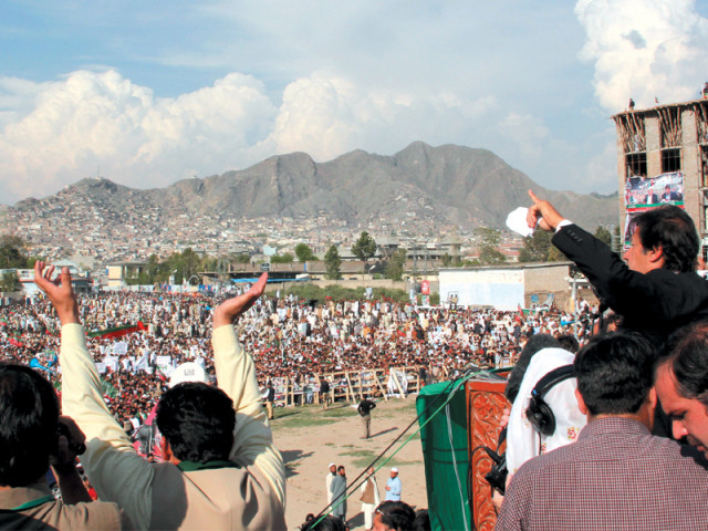 pti chief imran khan addressing a public gathering in swat on sunday photo express pti chief imran khan addressing a public gathering in swat on sunday photo express
