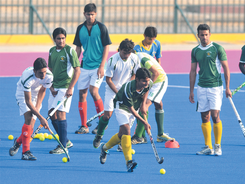 lahore s national stadium was the first venue in the country to get a blue turf which was sponsored by the punjab government photo express mehmood qureshi