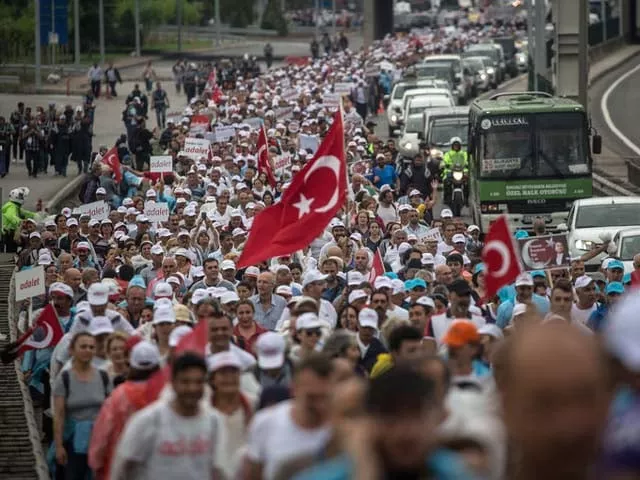 the 280 mile march for democracy and justice near izmit turkey this month photo getty the 280 mile march for democracy and justice near izmit turkey this month photo getty