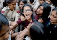police detain all india students association president neha bora in new delhi photo reuters