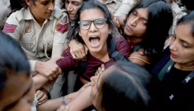 police detain all india students association president neha bora in new delhi photo reuters