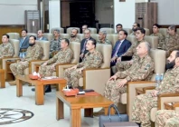 chief of defence forces field marshal asim munir attends a briefing at the corps headquarters in peshawar photo ppi