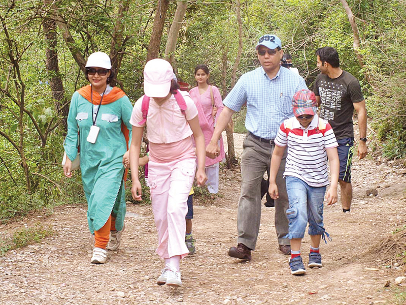 a group of hikers ascending trail 3 to celebrate world health day photo app