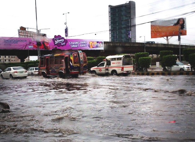a main road inundated with rain today photo rabia humayun