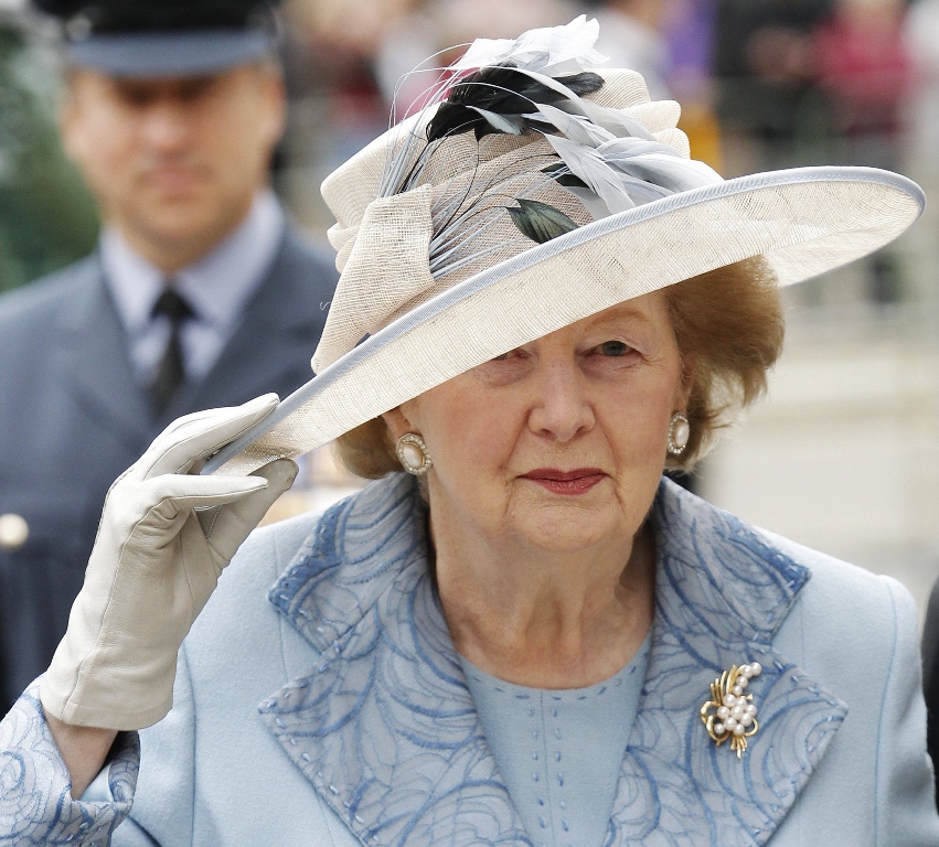 former british prime minister margaret thatcher arrives for a service of thanksgiving and re dedication on battle of britain sunday at westminster abbey in london in this september 19 2010 file photo photo reuters