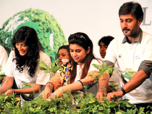 earth day 2013 ambassadors mehwish hayat maya khan and adnan siddiqui plant trees at the launch ceremony of save the planet in a nise way on thursday photo ayesha mir express earth day 2013 ambassadors mehwish hayat maya khan and adnan siddiqui plant trees at the launch ceremony of save the planet in a nise way on thursday photo ayesha mir express